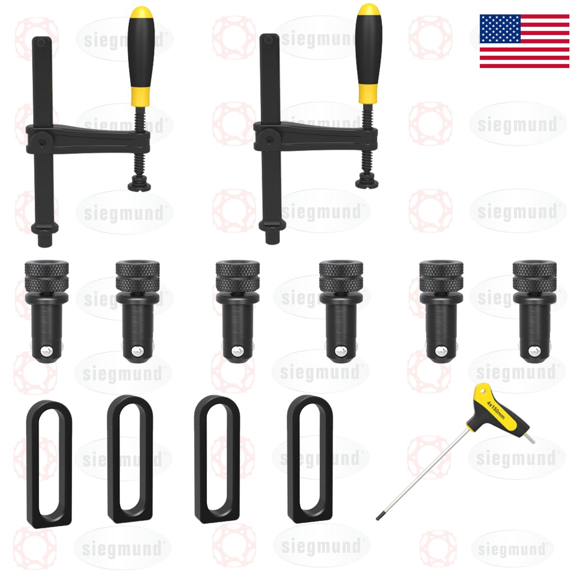 US167320: Set A, 13 Piece Accessory Kit for the System 16 Imperial Series Workstations - 16mm Imperial Series Welding Table Accessories by Siegmund - The Flattest, Most Reliable Welding Tables & Fixturing Accessories in the World