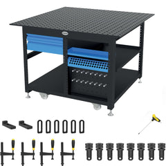 US167643: System 16 Workstation with "Set B" Including 4'x4' (48"x48") Perforated Plate (Siegmund Imperial Series) - System 16 Imperial Series Welding Tables by Siegmund - The Flattest, Most Reliable Welding Tables & Fixturing Accessories in the World