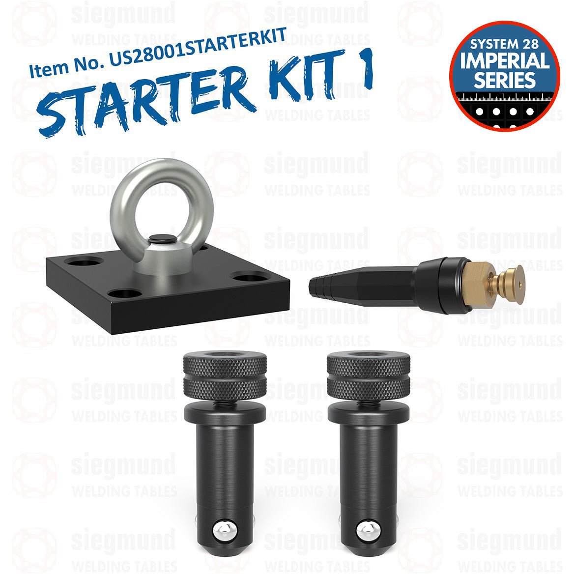 US28001STARTERKIT: The Imperial System 28 Single Lifting Bracket Starter Kit for Tables 5'x5' & Smaller - 28mm Imperial Series Welding Table Accessories by Siegmund - The Flattest, Most Reliable Welding Tables & Fixturing Accessories in the World