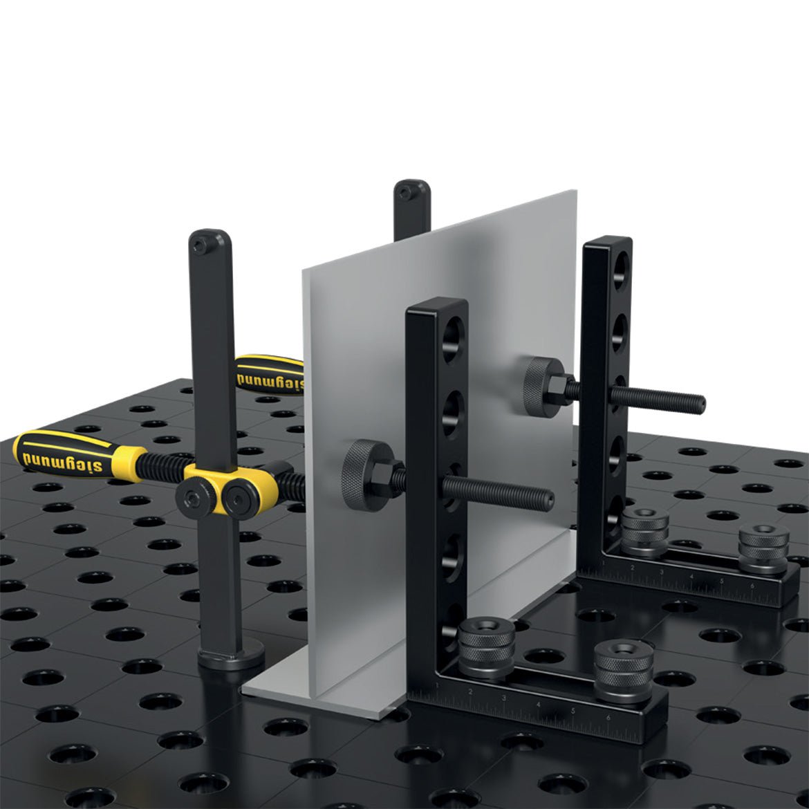 US280112.N: 11" L Stop and Clamping Square (Nitrided) - 28mm Imperial Series Welding Table Accessories by Siegmund - The Flattest, Most Reliable Welding Tables & Fixturing Accessories in the World