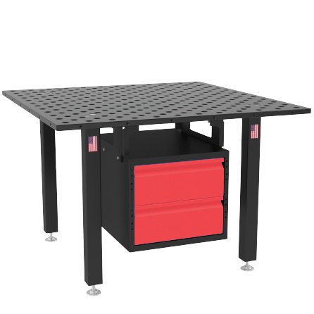 US281990.1.r: Lockable Sub Table Box Including 2 Drawers for the System 28 Basic Imperial Series Welding Tables - 28mm Imperial Series Welding Table Accessories by Siegmund - The Flattest, Most Reliable Welding Tables & Fixturing Accessories in the World