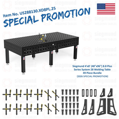 US288130.XD8PL.25: Siegmund 4'x8' (48"x96") 8.8 Plus Series System 28 Welding Table 49 Piece Bundle (2026 SPECIAL PROMOTION) - System 28 Imperial Series Welding Tables by Siegmund - The Flattest, Most Reliable Welding Tables & Fixturing Accessories in the World