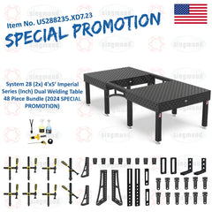 US288235.XD7.23: System 28 (x2) 4'x5' (48"x60") Imperial Series (Inch) Dual Welding Table Setup Bundle (2024 SPECIAL PROMOTION) - System 28 Imperial Series Welding Tables by Siegmund - The Flattest, Most Reliable Welding Tables & Fixturing Accessories in the World