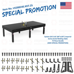 US288240.XD7.25: System 28 5'x10' (60"x120") Imperial Series (Inch) Welding Table 73 Piece Bundle (2025 SPECIAL PROMOTION) - System 28 Imperial Series Welding Tables by Siegmund - The Flattest, Most Reliable Welding Tables & Fixturing Accessories in the World
