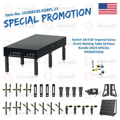 US288330.XD8PL.23: Siegmund 4'x8' (48"x96") 8.8 Plus Series System 28 Welding Table 33 Piece Bundle (2024 SPECIAL PROMOTION) - System 28 Imperial Series Welding Tables by Siegmund - The Flattest, Most Reliable Welding Tables & Fixturing Accessories in the World