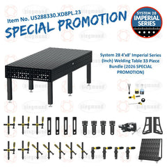 US288330.XD8PL.23: Siegmund 4'x8' (48"x96") 8.8 Plus Series System 28 Welding Table 33 Piece Bundle (2026 SPECIAL PROMOTION) - System 28 Imperial Series Welding Tables by Siegmund - The Flattest, Most Reliable Welding Tables & Fixturing Accessories in the World