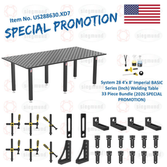 US288630.XD7: System 28 4'x8' (48"x96") Imperial "BASIC" Series (Inch) Welding Table 33 Piece Bundle (2026 SPECIAL PROMOTION) - System 28 Imperial Series Welding Tables by Siegmund - The Flattest, Most Reliable Welding Tables & Fixturing Accessories in the World