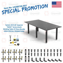 US288730.XD7: System 28 4'x8' (48"x96") Imperial "BASIC" Series (Inch) Welding Table 47 Piece Bundle (2024 SPECIAL PROMOTION) - System 28 Imperial Series Welding Tables by Siegmund - The Flattest, Most Reliable Welding Tables & Fixturing Accessories in the World