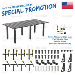 US288930.XD7.24: System 28 4'x8' (48"x96") Imperial "BASIC" Series (Inch) Welding Table 55 Piece Bundle (2024 SPECIAL PROMOTION) - System 28 Imperial Series Welding Tables by Siegmund - The Flattest, Most Reliable Welding Tables & Fixturing Accessories in the World