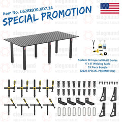 US288930.XD7.24: System 28 4'x8' (48"x96") Imperial "BASIC" Series (Inch) Welding Table 55 Piece Bundle (2025 SPECIAL PROMOTION) - System 28 Imperial Series Welding Tables by Siegmund - The Flattest, Most Reliable Welding Tables & Fixturing Accessories in the World