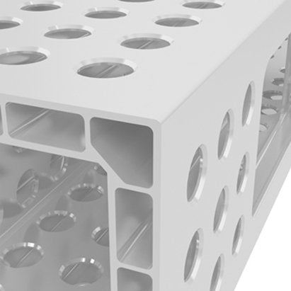 USAQ16014061.V: 2'x4" Aluminum U - Shape Profile with Full Grid Holes - 16mm Imperial Series Welding Table Accessories by Siegmund - The Flattest, Most Reliable Welding Tables & Fixturing Accessories in the World