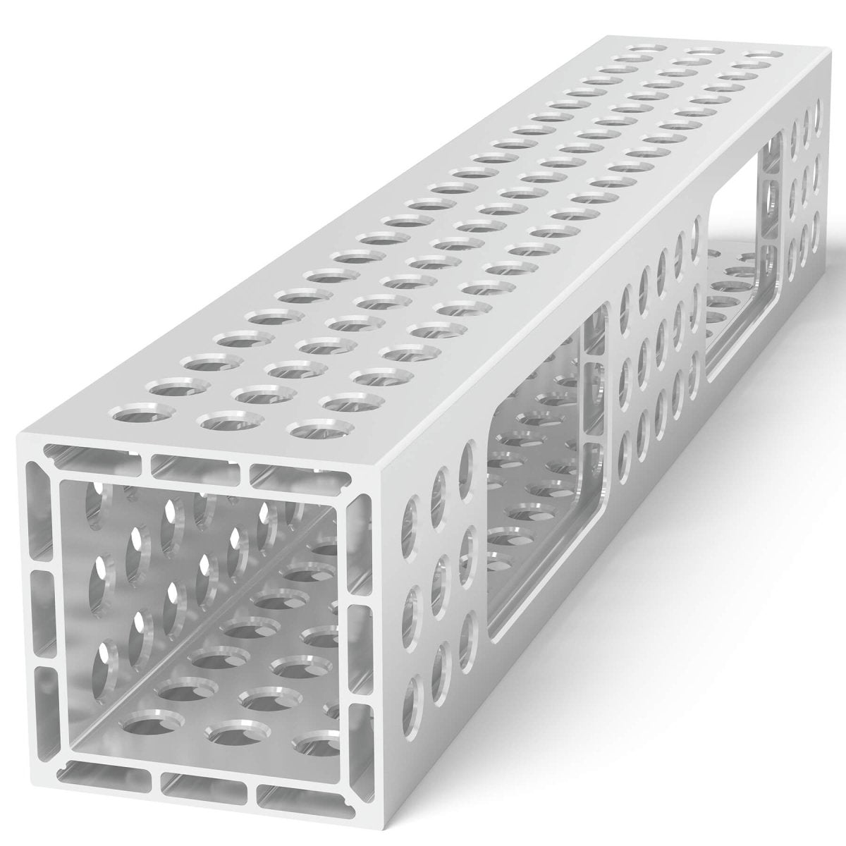 USAQ16014061.V: 2'x4" Aluminum U - Shape Profile with Full Grid Holes - 16mm Imperial Series Welding Table Accessories by Siegmund - The Flattest, Most Reliable Welding Tables & Fixturing Accessories in the World