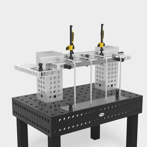 USAQ28014061.V: 2'x8" Aluminum U - Shape Profile with Full Grid Holes - 28mm Imperial Series Welding Table Accessories by Siegmund - The Flattest, Most Reliable Welding Tables & Fixturing Accessories in the World