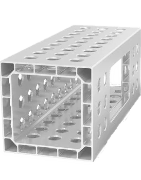 USAQ28014061.V: 2'x8" Aluminum U - Shape Profile with Full Grid Holes - 28mm Imperial Series Welding Table Accessories by Siegmund - The Flattest, Most Reliable Welding Tables & Fixturing Accessories in the World