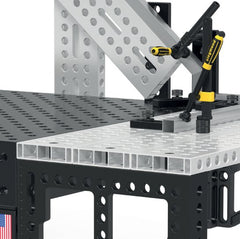 USAR16014122.VL: 4' x 4" Aluminum Profile Bracket with Elongated Holes for System 16 Imperial Series - 16mm Imperial Series Welding Table Accessories by Siegmund - The Flattest, Most Reliable Welding Tables & Fixturing Accessories in the World