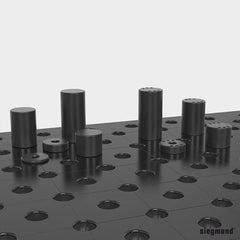 USCS280715.5: Ø 2 - 3/4", 1 - 1/2" Adapter with Hole Pattern for Toggle Clamp (Burnished) - 28mm Imperial Series Welding Table Accessories by Siegmund - The Flattest, Most Reliable Welding Tables & Fixturing Accessories in the World