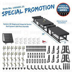 USRS001.25: System 28 Siegmund Imperial Above Ground Rail System 184 Piece Bundle (2026 SPECIAL PROMOTION) - System 28 Imperial Series Welding Tables by Siegmund - The Flattest, Most Reliable Welding Tables & Fixturing Accessories in the World