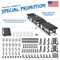 USRS001.25: System 28 Siegmund Imperial Above Ground Rail System 184 Piece Bundle (2026 SPECIAL PROMOTION) - System 28 Imperial Series Welding Tables by Siegmund - The Flattest, Most Reliable Welding Tables & Fixturing Accessories in the World