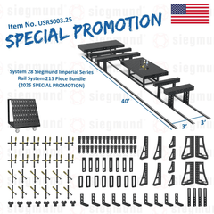 USRS003.25: System 28 Siegmund Imperial Rail System 215 Piece Bundle (2025 SPECIAL PROMOTION) - System 28 Imperial Series Welding Tables by Siegmund - The Flattest, Most Reliable Welding Tables & Fixturing Accessories in the World