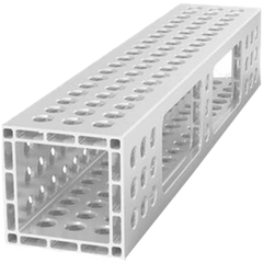 USAQ16014061.V: 2'x4" Aluminum U-Shape Profile with Full Grid Holes